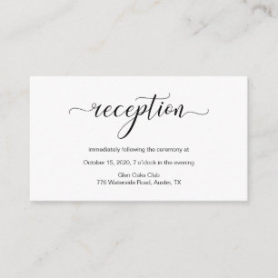 Modern black calligraphy, Wedding Reception Enclosure Card