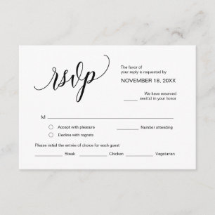 Modern Black Calligraphy, Wedding RSVP Enclosure Card