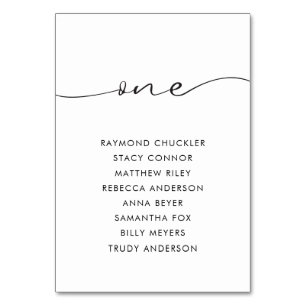 Modern Black Calligraphy Wedding Table One Number