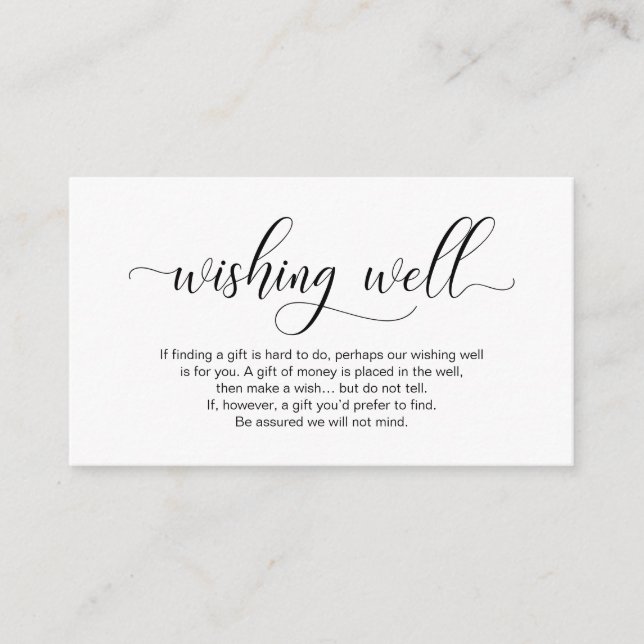 Modern black calligraphy, Wedding Wishing Well Enclosure Card (Front)