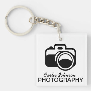 Modern Black Camera Icon Photographer Keychain