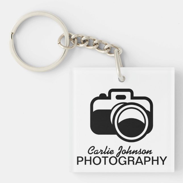 Modern Black Camera Icon Photographer Keychain (Front)