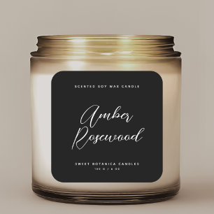 Modern black candle product packaging square sticker