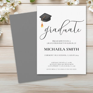 Modern Black Cap High School Graduation Party Invitation