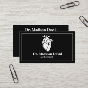 Modern Black Cardiologist  Business Card