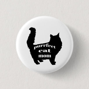 Modern Black Cat Mom 1 Inch Round Button