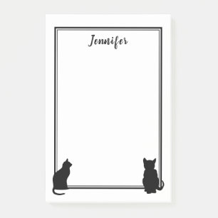 Modern Black Cat silhouettes white personalized Post-it Notes