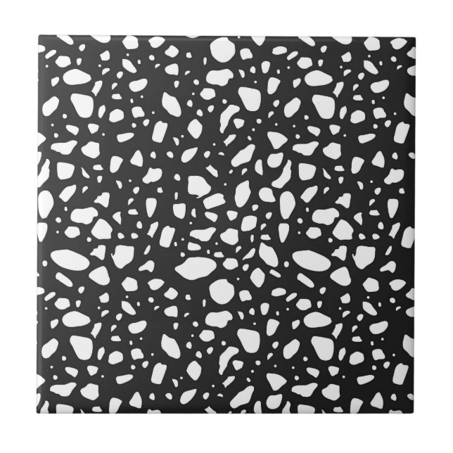 Modern Black Ceramic Tiles With White Decor (Front)