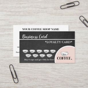 Modern Black Chalkboard Coffee Cups Loyalty Card
