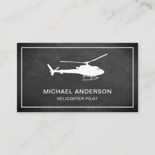Modern Black Chalkboard Helicopter Pilot Business Card