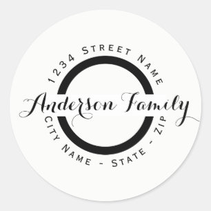 Modern Black Circle Return Address Label