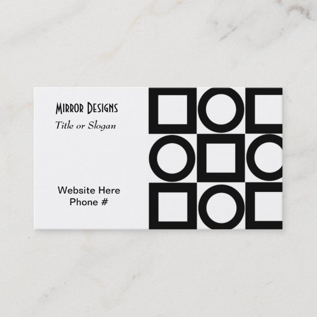 Modern Black Circles and Squares Business Card (Front)