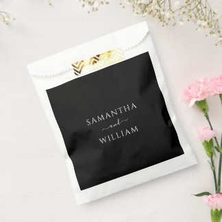 Modern Black Classic Photo Wedding Favour Bag
