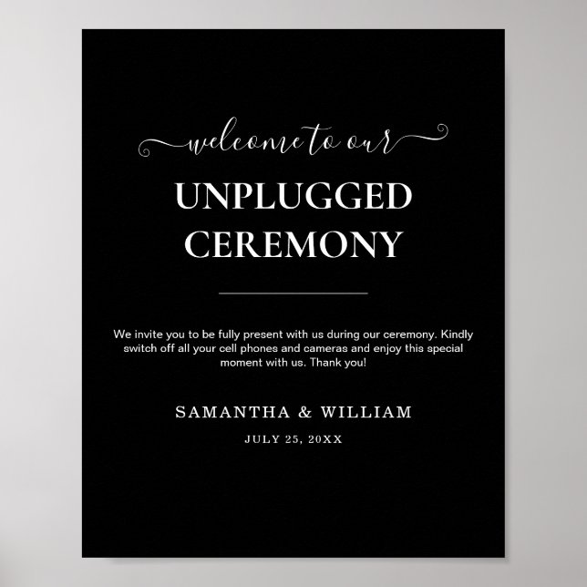 Modern Black Classic Photo Wedding Poster (Front)