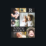 Modern Black Colour Block Family 6 Photo Collage Canvas Print<br><div class="desc">Modern Black Colour Block Family 6 Photo Collage - with personalized family last name, year, and initial letter, all arranged in an elegant grid layout. This modern and sleek design displays 6 of your own pictures beautifully. Available in several colorways to match any room decor. Makes a great holiday keepsake...</div>