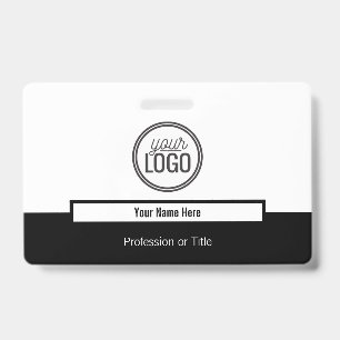 Modern Black Colour Block Professional Name Tag Badge