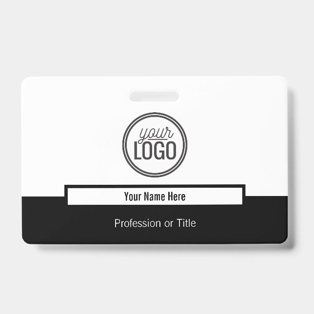 Modern Black Colour Block Professional Name Tag Badge (Front)
