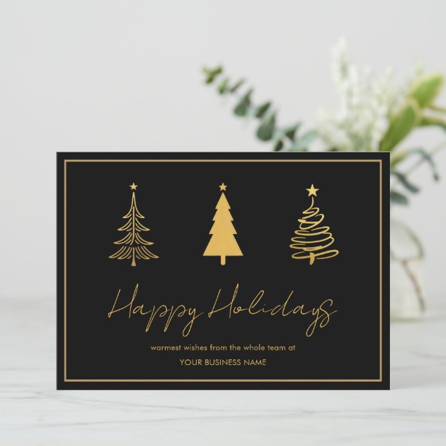 ✨ Modern Black Corporate Holiday Card ✨ (Standing Front)
