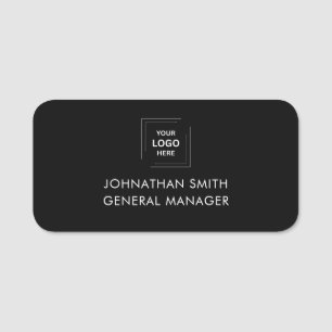 Modern Black Corporate Staff Identity Design Name Tag