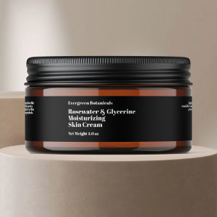 Modern black cosmetics jar label 1 x 7.25