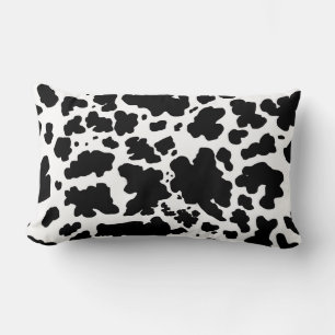Modern Black Cow Skin Print Lumbar Pillow