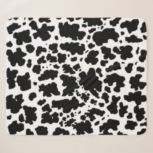 Modern Black Cow Skin Texture Animal Print Sherpa Blanket