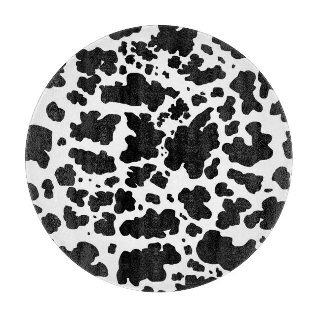 Modern Black Cow Spots Print Cowboy Cutting Board (Front)