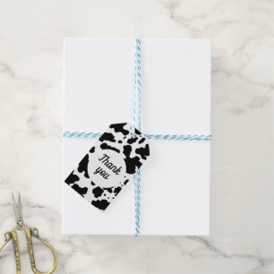 Modern Black Cow Spots Print Thank You Gift Tags