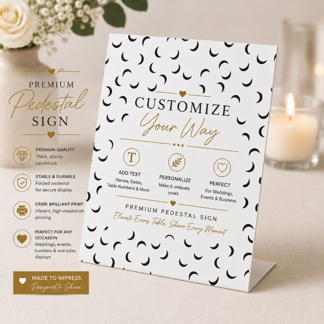 Modern Black Crescent Pattern Pedestal Sign (Creator Uploaded)