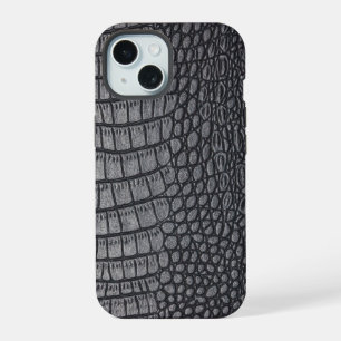 Modern Black Crocodile iPhone 15 Case