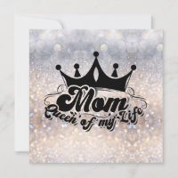 Modern Black Crown, Mom Queen of my life Card