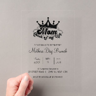 Modern Black Crown MOM Queen of my life Invitation