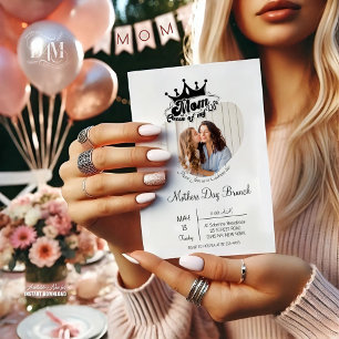Modern Black Crown, MOM Queen of my life Photos  Invitation