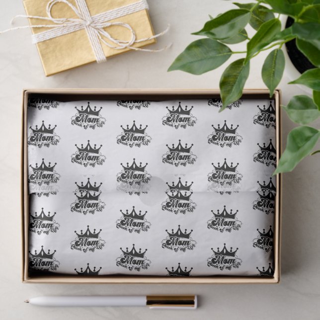 Modern Black Crown, MOM Queen of my life  Tissue Paper (Gift)