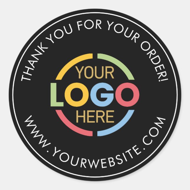Modern Black Custom Busines Logo Promotional Classic Round Sticker (Front)