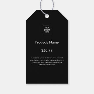 Modern Black Custom Business Logo Product Price  Gift Tags