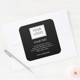 Modern Black Custom Business Logo Square Sticker