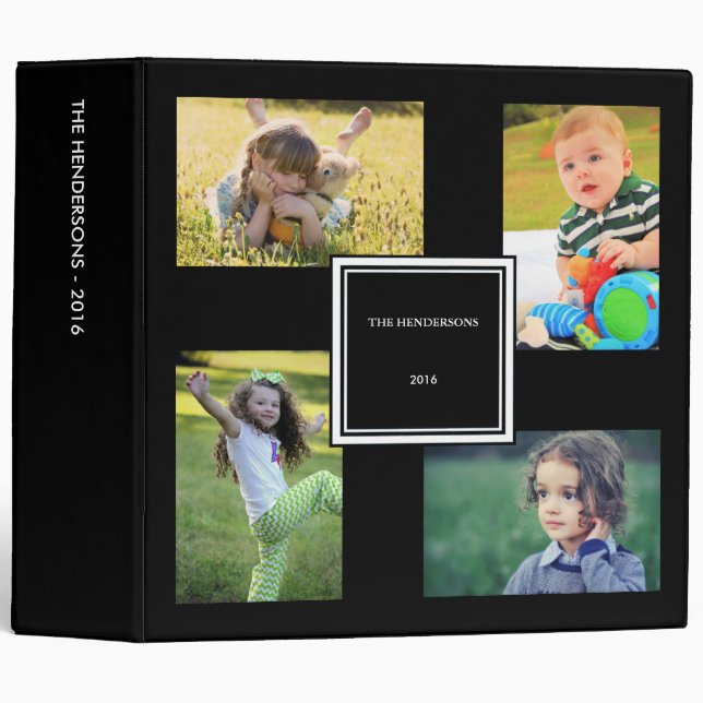 Modern black Custom family photo album Binder (Front/Spine)