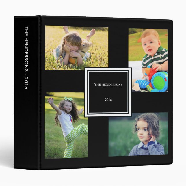Modern black Custom family photo album Binder (Front/Spine)