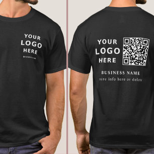 Modern Black Custom Logo and QR Code Employee T-Shirt