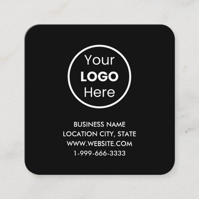 Modern Black Custom Logo and QR Code Professional  Square Business Card (Front)