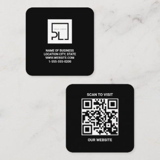 Modern Black Custom Logo and QR Code Square Busine Business Card