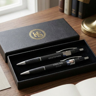 Modern Black Custom Photo Author Professional Pen