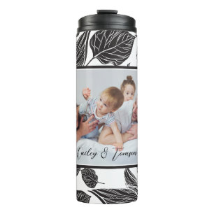 Modern Black Custom Photo Personalized Thermal Tumbler