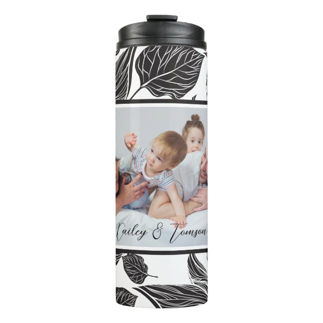 Modern Black Custom Photo Personalized  Thermal Tumbler (Front)