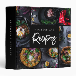 Modern Black Custom Photo Recipe Binder