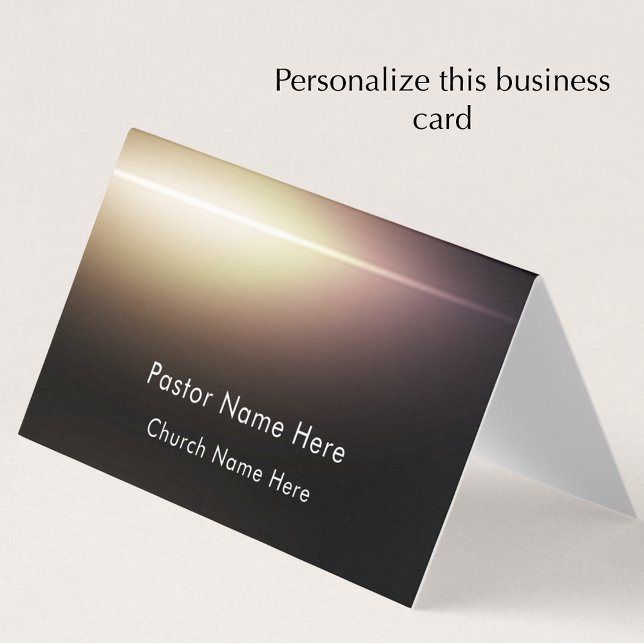 Modern Black Custom Text Christian Church Pastor Business Card (Personalize this modern light burst folded business card template with your custom text.)