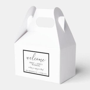 Modern Black Custom Wedding Welcome Gable Favor Box