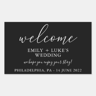 Modern Black Custom Wedding Welcome Sticker