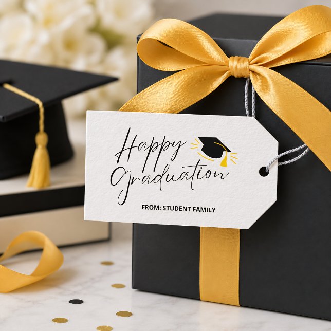 Modern Black Customizable Graduation Gift Tag (Creator Uploaded)